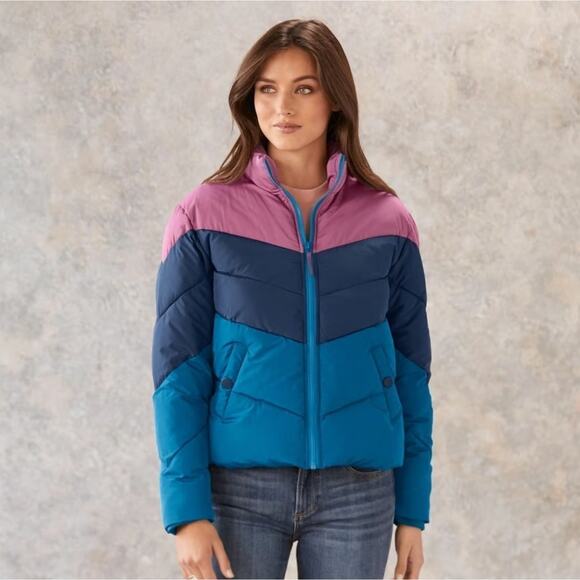 Sundance Greer Mountain Jacket Pink and Blue Retro Puffer Synthetic Small Poly - Picture 3 of 10